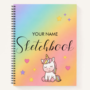 Cute Pastel Unicorn Rainbow Personalized Notebook