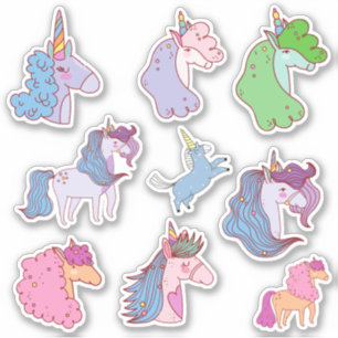 Cute pastel unicorns sticker pack