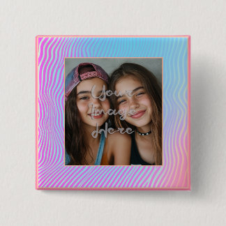 Cute Pastel Vaporwave Stripe Photo Border 15 Cm Square Badge