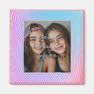 Cute Pastel Vaporwave Stripe Photo Border Magnet