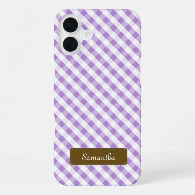 Cute Pastel Violet Gingham Pattern iPhone Case (Back)
