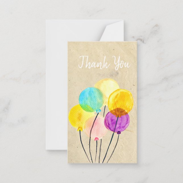 Cute pastel watercolor balloons card (Front)