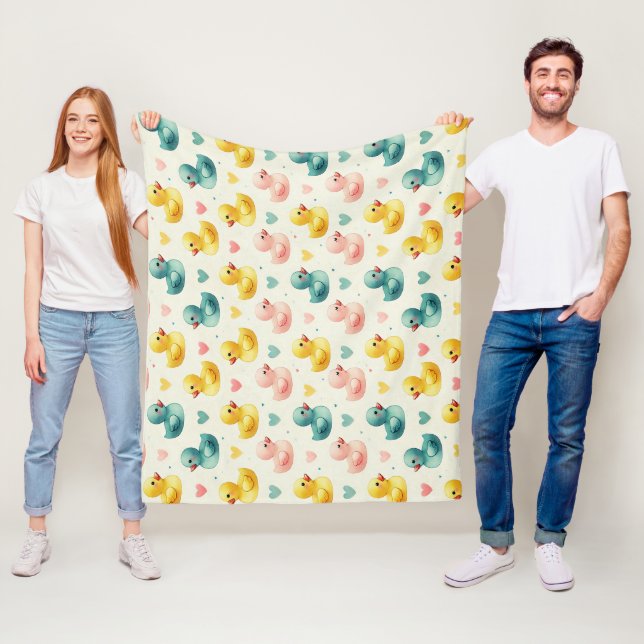 cute pastel watercolor duck baby pattern fleece blanket (In Situ)