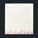 Cute Pastel Watercolor Flowers Personalised Lined Notepad<br><div class="desc">Stylish lined notepad with a beautiful watercolor painting of delicate florals in pretty pastel colours,  personalised with your name. Great gift idea!</div>