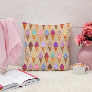 Cute Pastel Watercolor Ice Cream Baby Girl Nursery Cushion