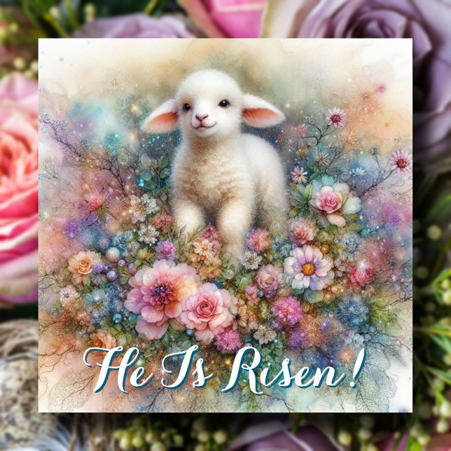 Cute Pastel Watercolor Lamb Religious Easter Holiday Card (Creator Uploaded)