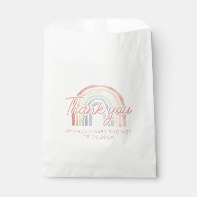Cute Pastel Watercolor Rainbow Baby Shower Favour Bags (Front)