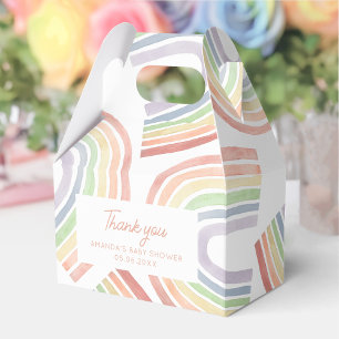 Cute Pastel Watercolor Rainbow Baby Shower Gable Favour Box