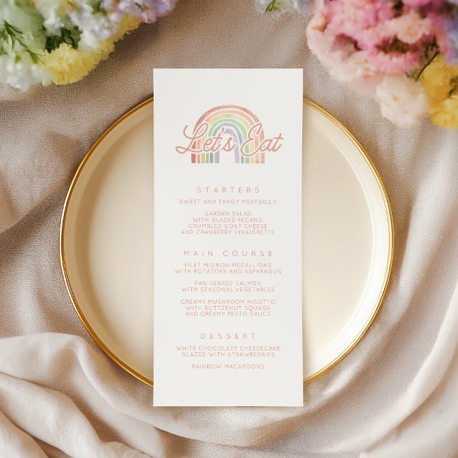 Cute Pastel Watercolor Rainbow Baby Shower Menu (Creator Uploaded)