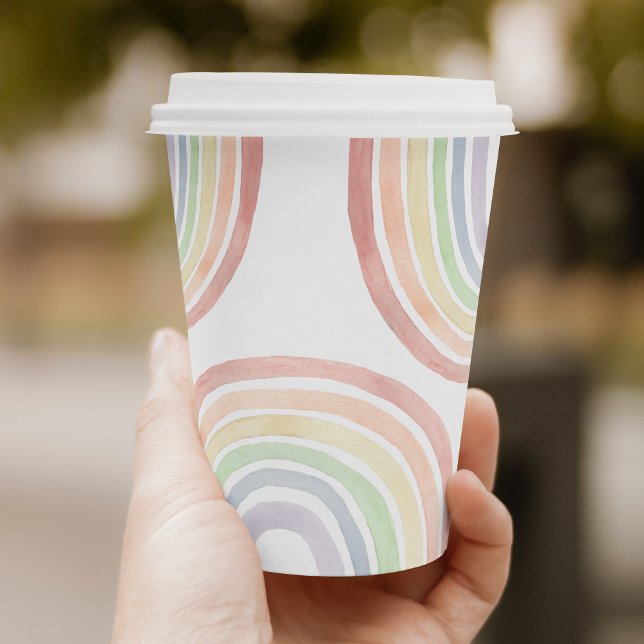 Cute Pastel Watercolor Rainbow Baby Shower Paper Cups (Creator Uploaded)