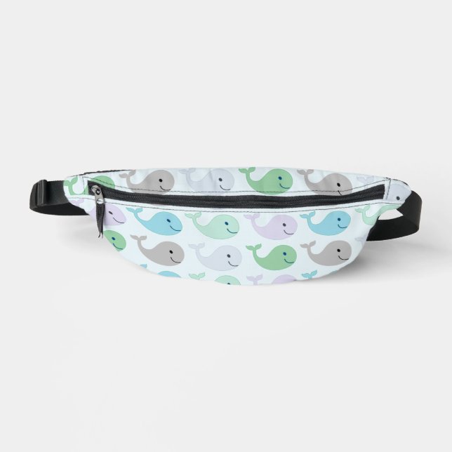 Cute Pastel Whale Pattern Bum Bags (Front)