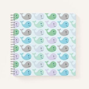 Cute Pastel Whales Pattern Notebook