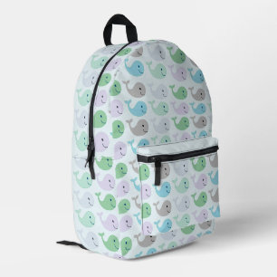Cute Pastel Whales Pattern Printed Backpack