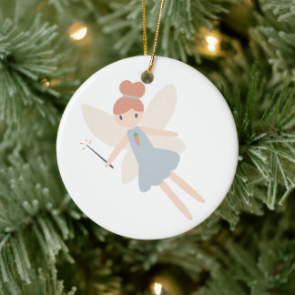 Cute Pastel Whimsical Harvest Fairy Ceramic Tree Decoration