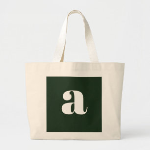 Cute Pastel White Green Monogram Large Tote Bag