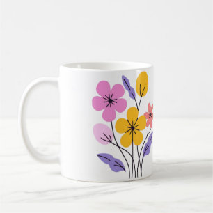 Cute Pastel Wildflower Bouquet Ceramic Coffee Mug