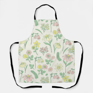 Cute Pastel Wildflower Pattern Apron
