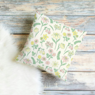 Cute Pastel Wildflower Pattern  Cushion
