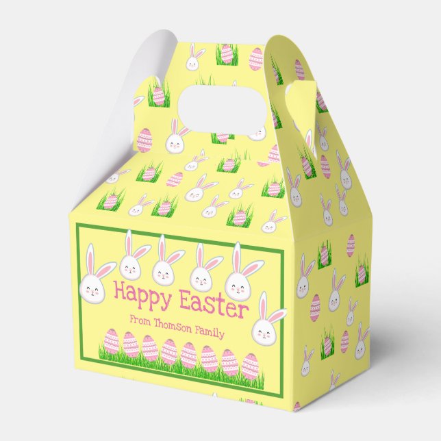 Cute Pastel Yellow Bunny Easter Egg  Favour Box (Front Side)