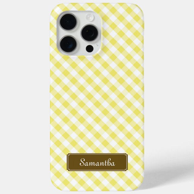 Cute Pastel Yellow Gingham Pattern Case-Mate iPhone Case (Back)