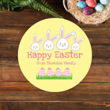 Cute Pastel Yellow Pink Easter Bunny Egg