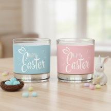 Cute Pastels Happy Easter Bunny Ears Pink And Blue