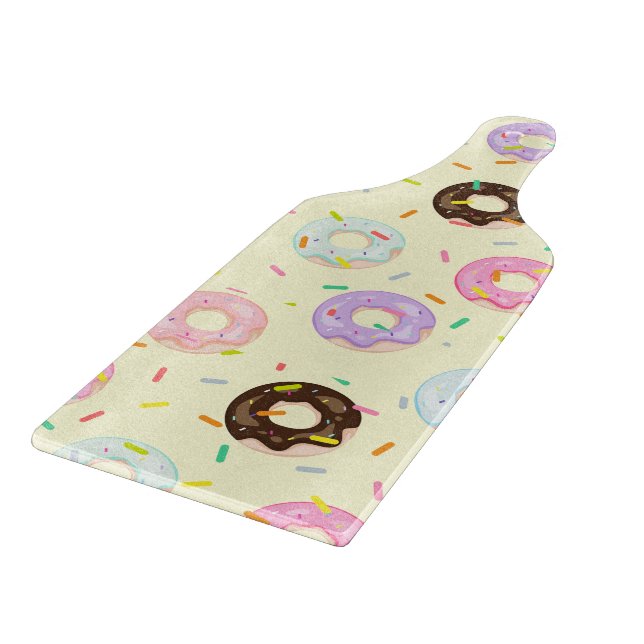 Cute pastry bakery shop Sprinkles Doughnuts patter Cutting Board (Corner)