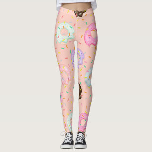 Cute pastry bakery shop Sprinkles Doughnuts patter Leggings
