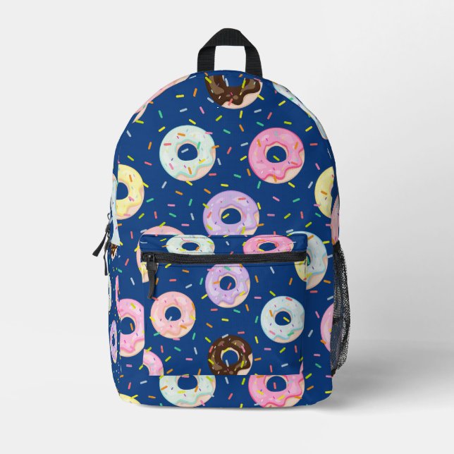 Cute pastry bakery shop Sprinkles Doughnuts patter Printed Backpack (Front)