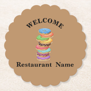 Cute pastry bakery shop welcome Doughnut Personali Paper Coaster