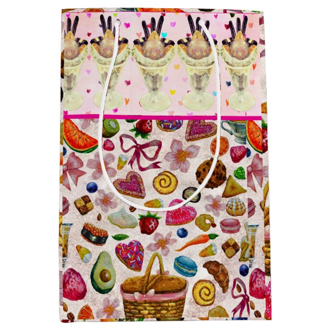 Cute Pastry Confections Sweets Medium Gift Bag (Front)