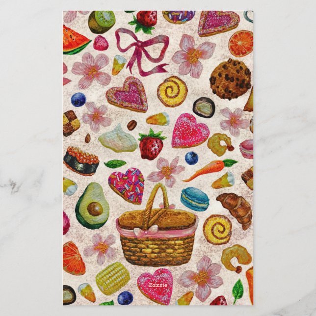 Cute Pastry Confections Sweets Stationery (Back)