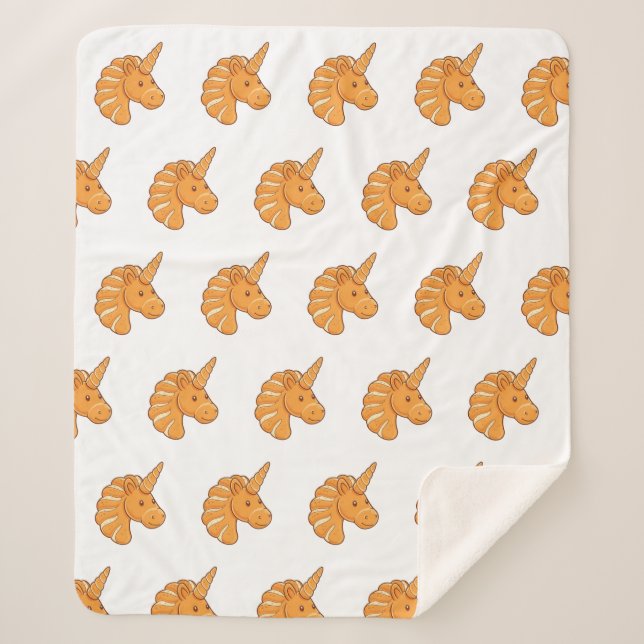 Cute Pastry Unicorn Head Cartoon Sherpa Blanket (Front)