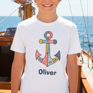 Cute Patchwork Anchor Tri-Blend Shirt