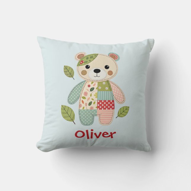Cute Patchwork Bear Cushion (Front)