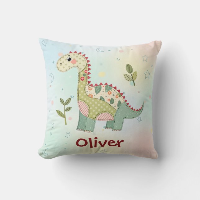 Cute Patchwork Dinosaur Cushion (Front)