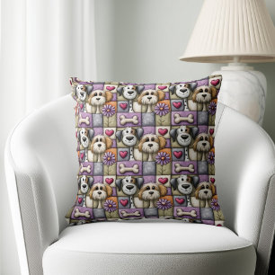 Cute Patchwork Dog Pattern Cushion