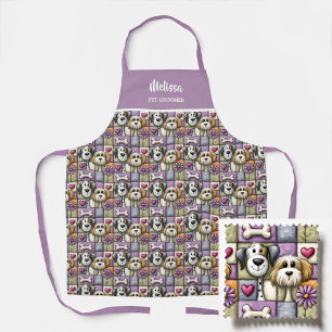 Cute Patchwork Dog Pattern Pet Groomer Apron