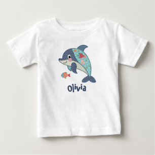 Cute Patchwork Dolphin Baby T-Shirt