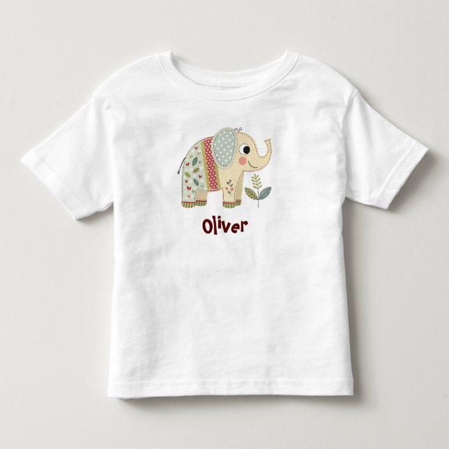Cute Patchwork Elephant Toddler T-Shirt (Front)