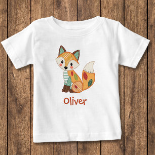 Cute Patchwork Fox Baby T-Shirt