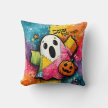 Cute Patchwork Ghost Colorful Splatter Art