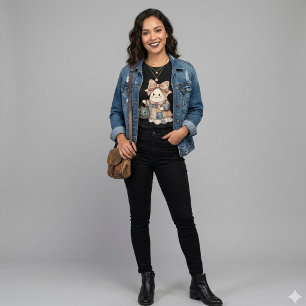 Cute Patchwork Ghost Coquette Halloween Floral Bow Tri-Blend Shirt