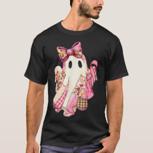 Cute Patchwork Ghost Pink Ribbon Breast Cancer Awa T-Shirt