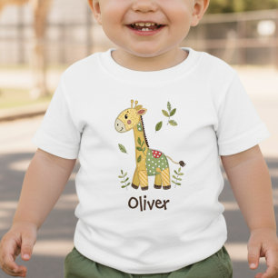 Cute Patchwork Giraffe Baby T-Shirt