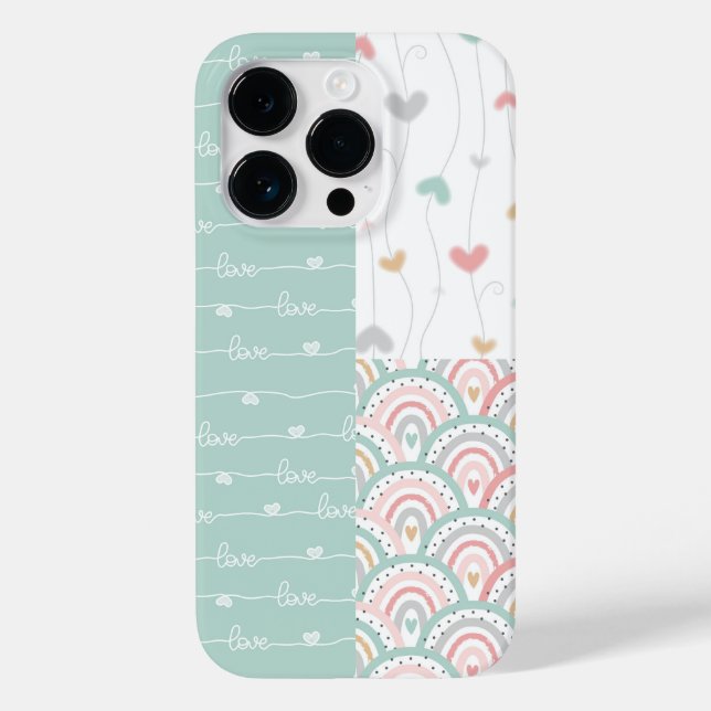 Cute Patchwork Love Hearts Rainbows Pastel Case-Mate iPhone Case (Back)
