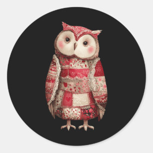 Cute Patchwork Owl Quilting Lover Valentine Classic Round Sticker