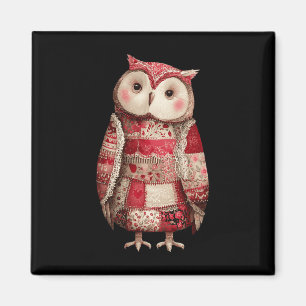 Cute Patchwork Owl Quilting Lover Valentine Magnet