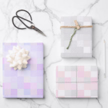 Cute Patchwork Pastel Pink, Lilac and Gray