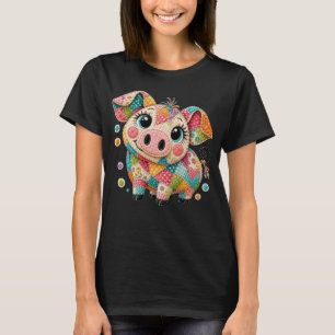 Cute Patchwork Pig T-Shirt